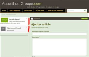 grands gites, gites de groupe, hotels, campings, villages de vacances : création d'une annonce
